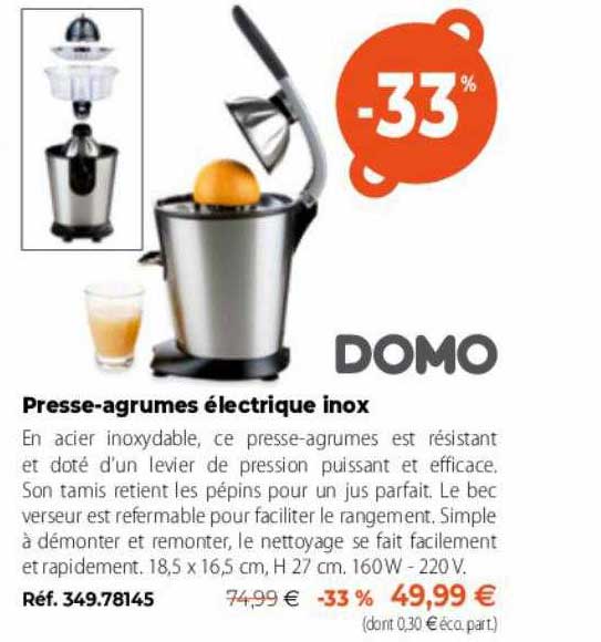 Presse-agrumes électrique Inox Domo