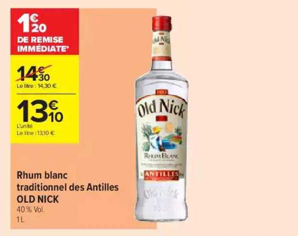 rhum blanc traditionnel des antilles old nick