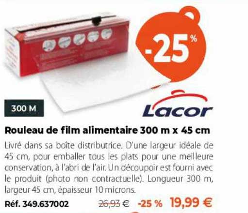 Rouleau De Film Alimentaire 300 M X 45 Cm Lacor