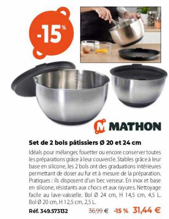 set de 2 bois pâtissiers ø 20 et 24 cm mathon
