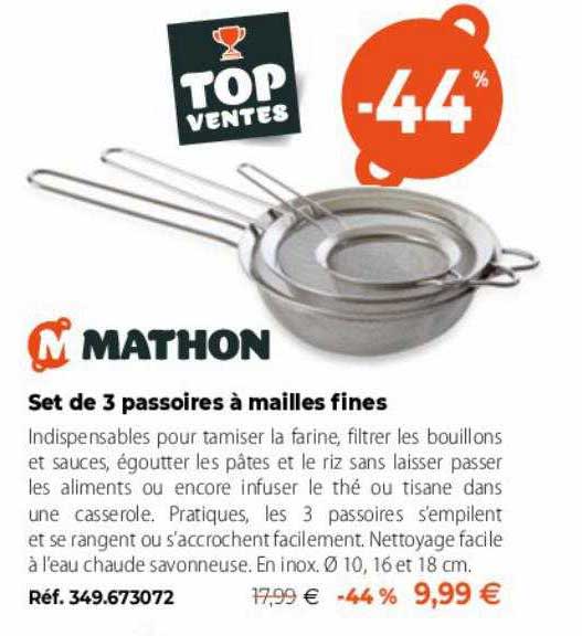 set de 3 passoires à mailles fines mathon