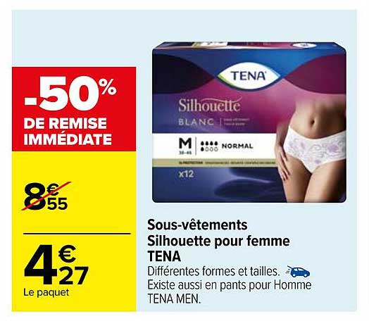 sous-vêtements silhouette pour femme tena