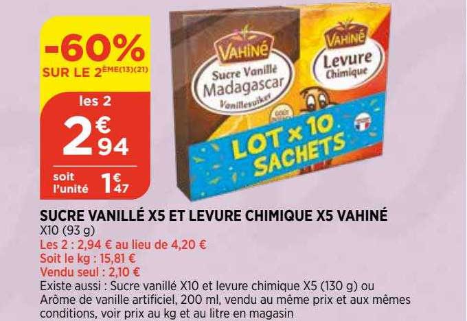 sucre vanillé x5 et levure chimique x5 vahiné