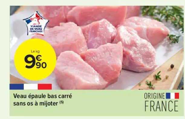 Veau épaule Bas Carré Sans Os à Mijoter