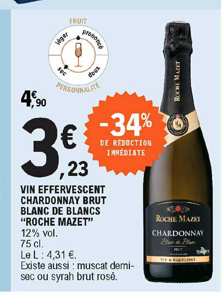 vin effervescent chardonnay brut blanc de blancs "roche mazet"