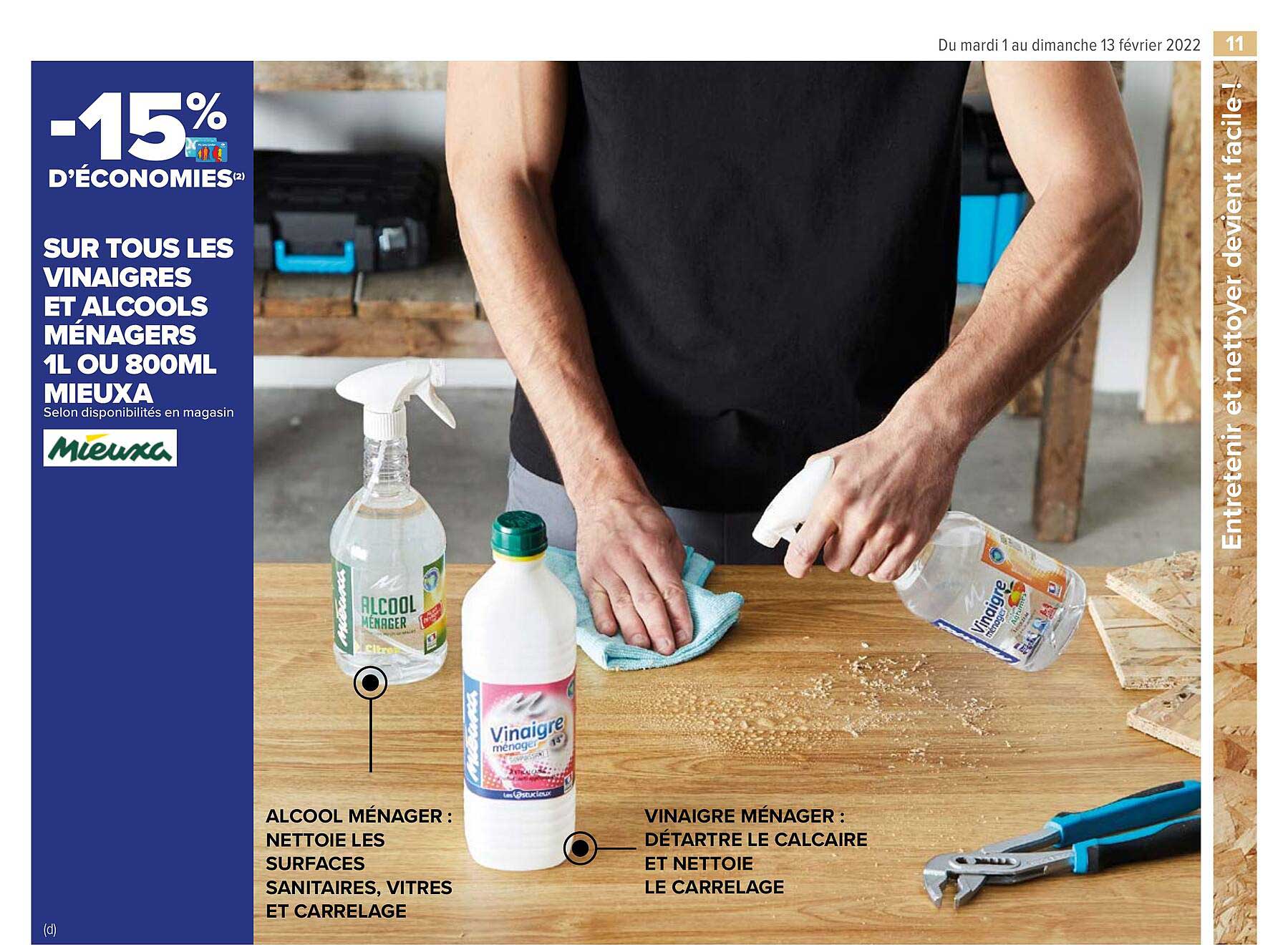 vinaigres et alcools ménagers 1l ou 800ml mieuxa