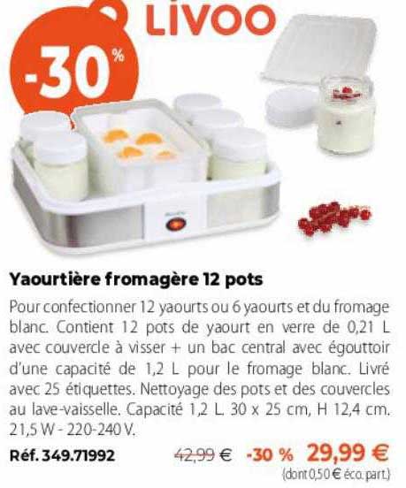 yaourtière fromagère 12 pots livoo
