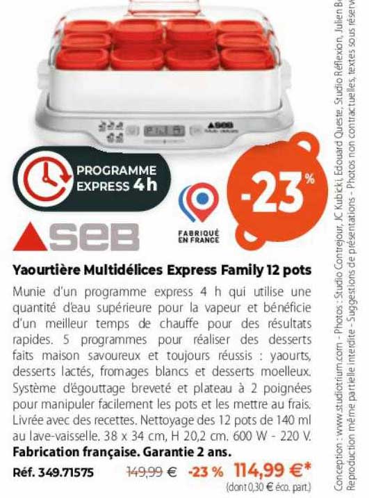 Yaourtière Multidélices Express Family 12 Pots