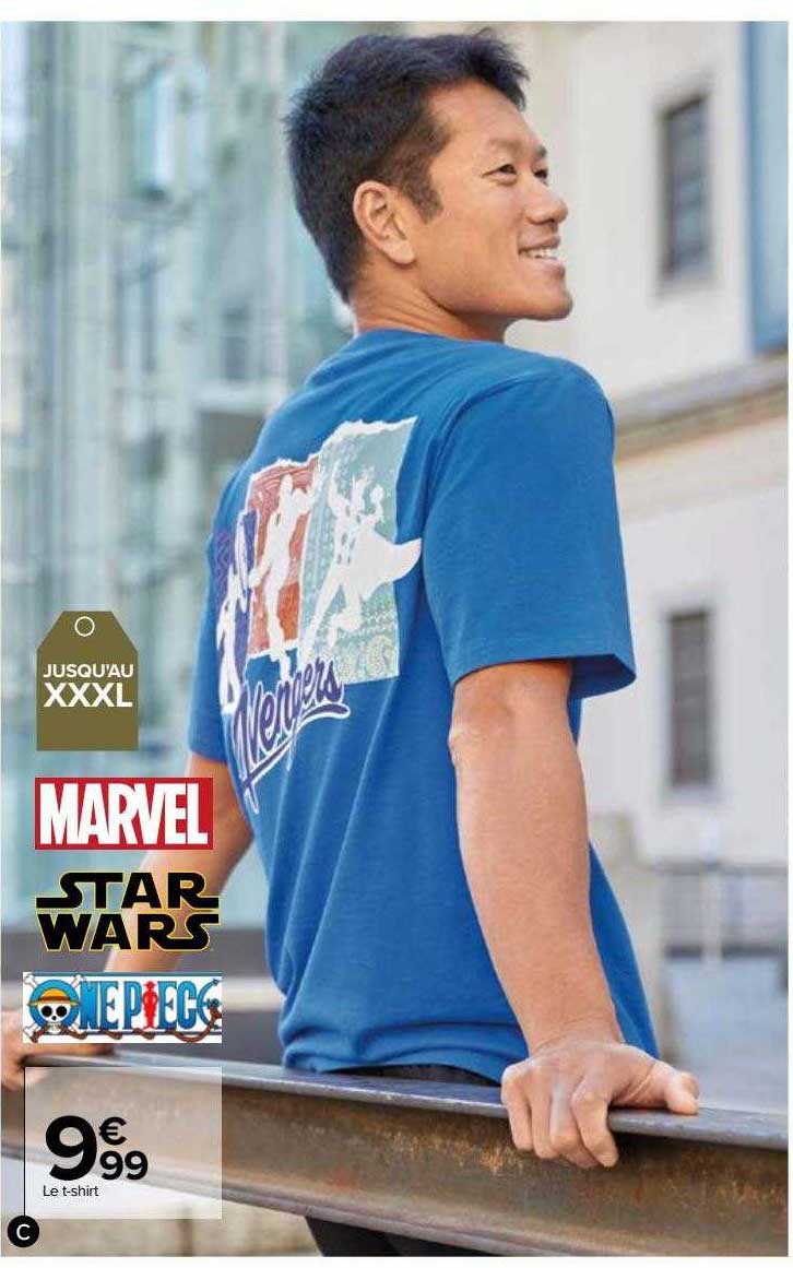 le t-shirt marvel, star wars, one piece