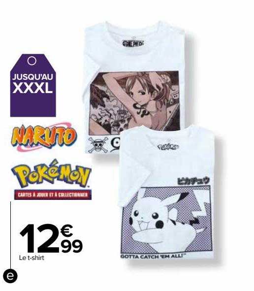 le t-shirt naruto, pokémon
