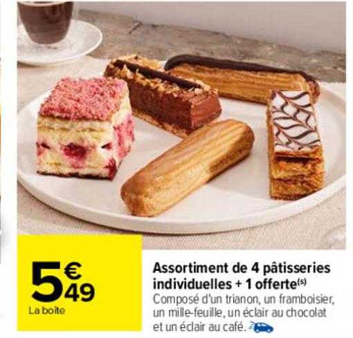 assortiment de 4 pâtisseries individuelle + offerte