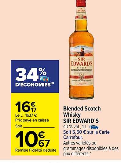 blended scotch whisky sir edward's