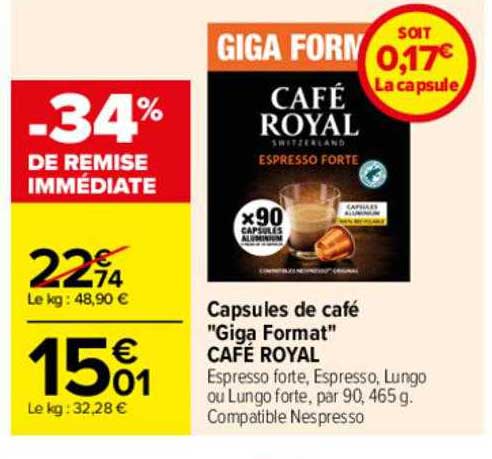 capsules de café "giga format" café royal
