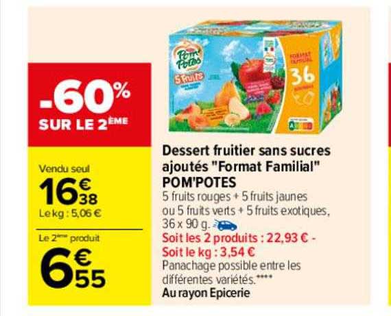dessert fruitier sans sucres ajoutés "format familial" pom'potes