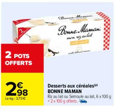 desserts aux céréales bonne maman