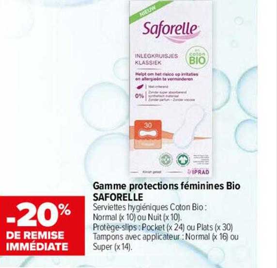 gamme protections féminines bio saforelle