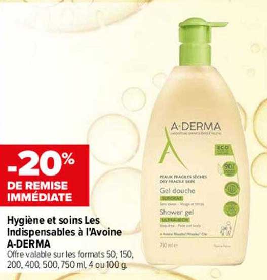 hygiène et soins les indispensables à l'avoine a-derma