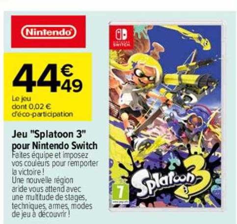 jeu "splatoon 3" pour nintendo switch