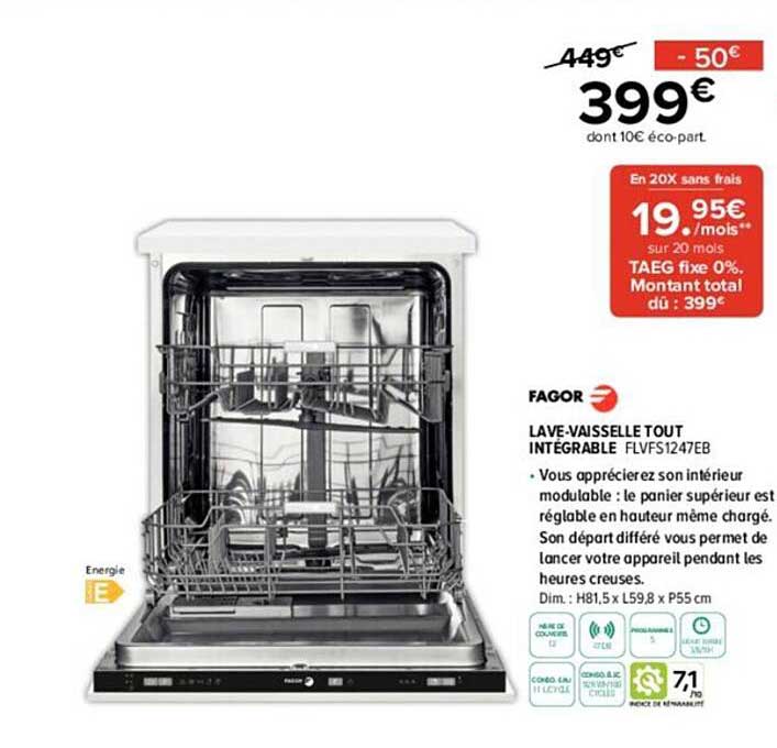 lave-vaisselle tout intégrable fagor