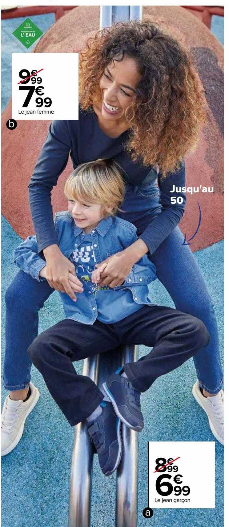 le jean femme tex l'eau, le jean garçon tex l'eau