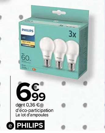 le lot d'ampoules philips