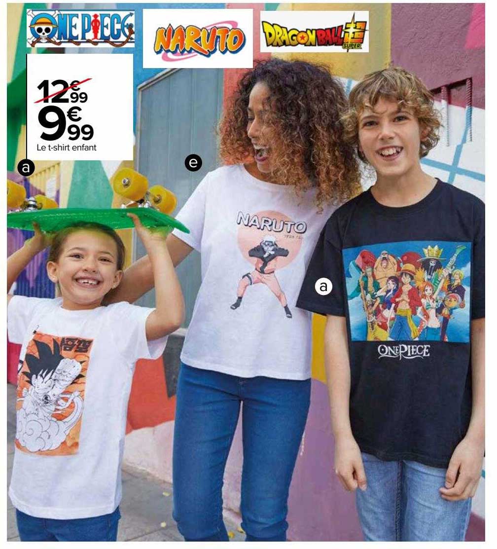 le t-shirt enfant one piece, naruto, dragon ball z
