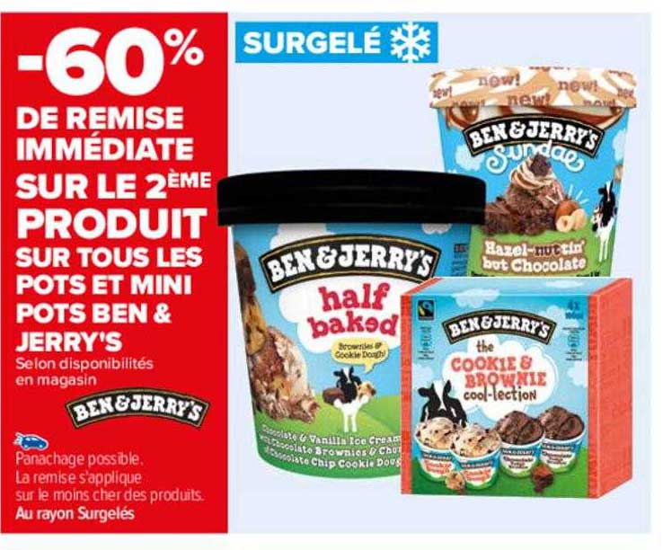 les pots et mini  pots ben & jerry's