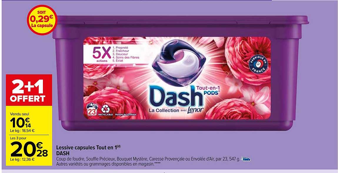 Lessive Capsules Tout En 1 Dash