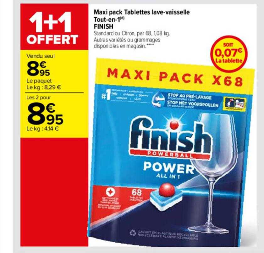 maxi pack tablettes lave-vaisselle tout-en-1 finish