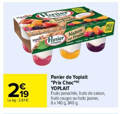 panier de yoplait "prix choc" yoplait