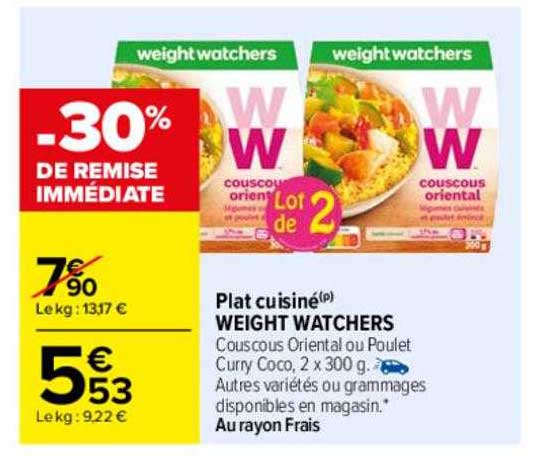 plat cuisiné weight watchers