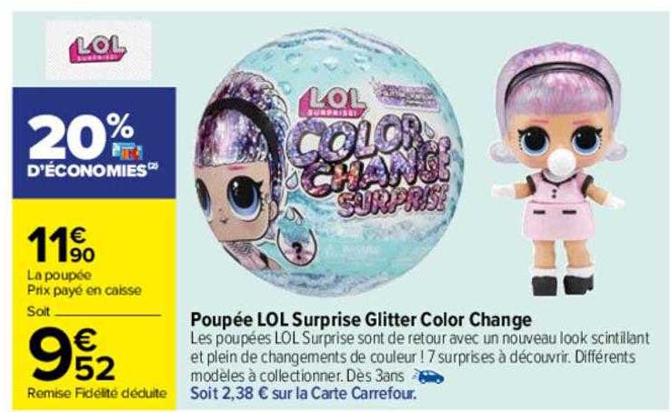 poupée lol surprise glitter color change