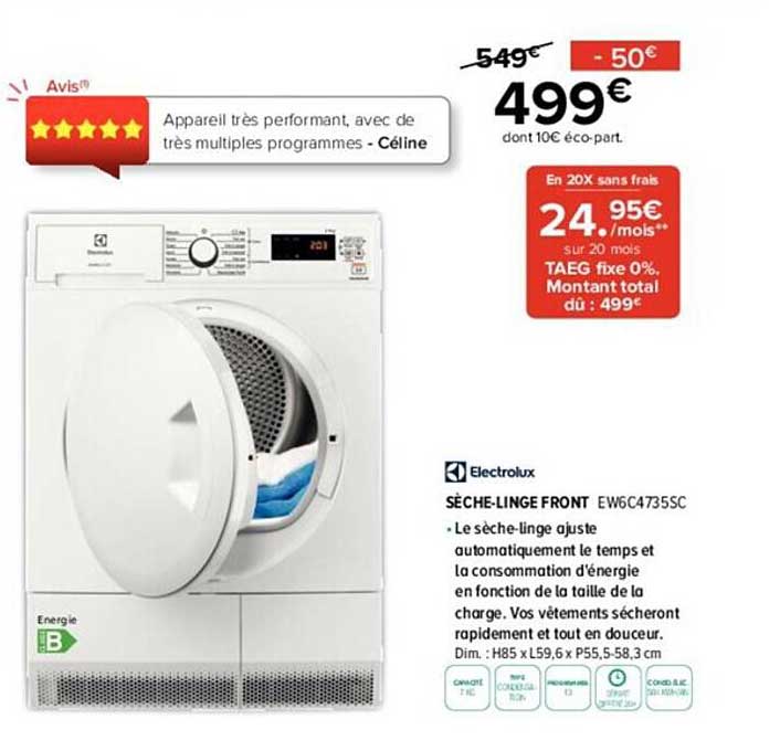 sèche-linge front electrolux