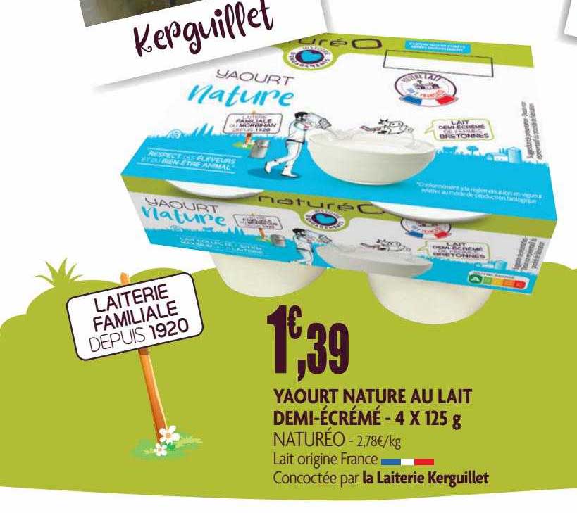 yaourt nature au lait demi-écrémé