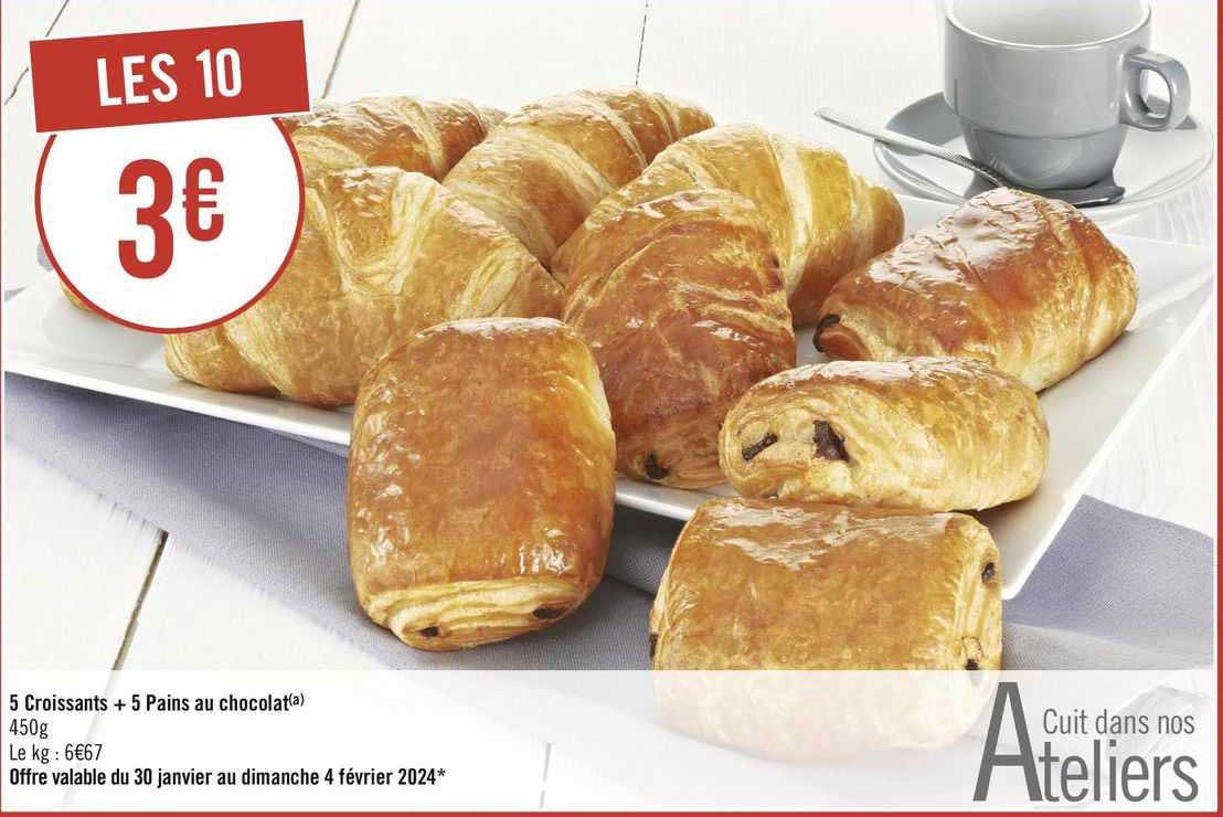 5 Croissants + 5 Pains Au Chocolat