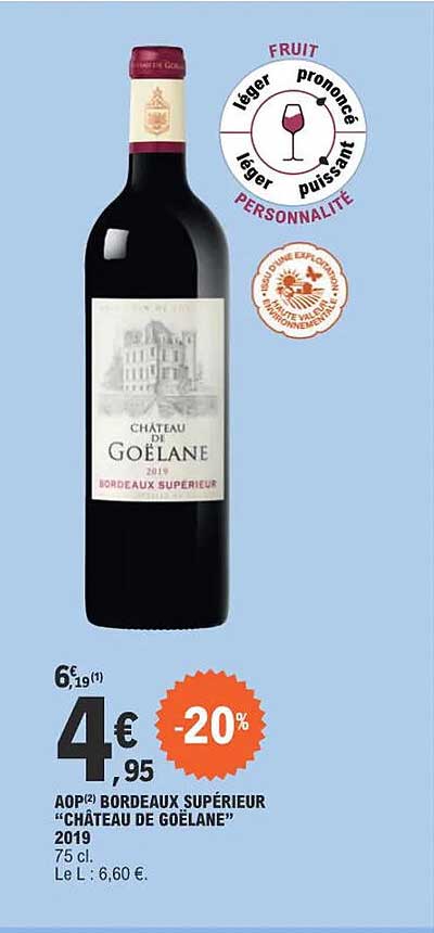 aop bordeaux supérieur "château de goëlane" 2019