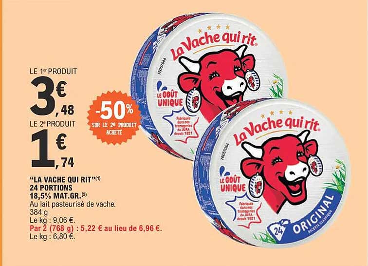 "la vache qui rit" 24 portions 18,5% mat.gr.