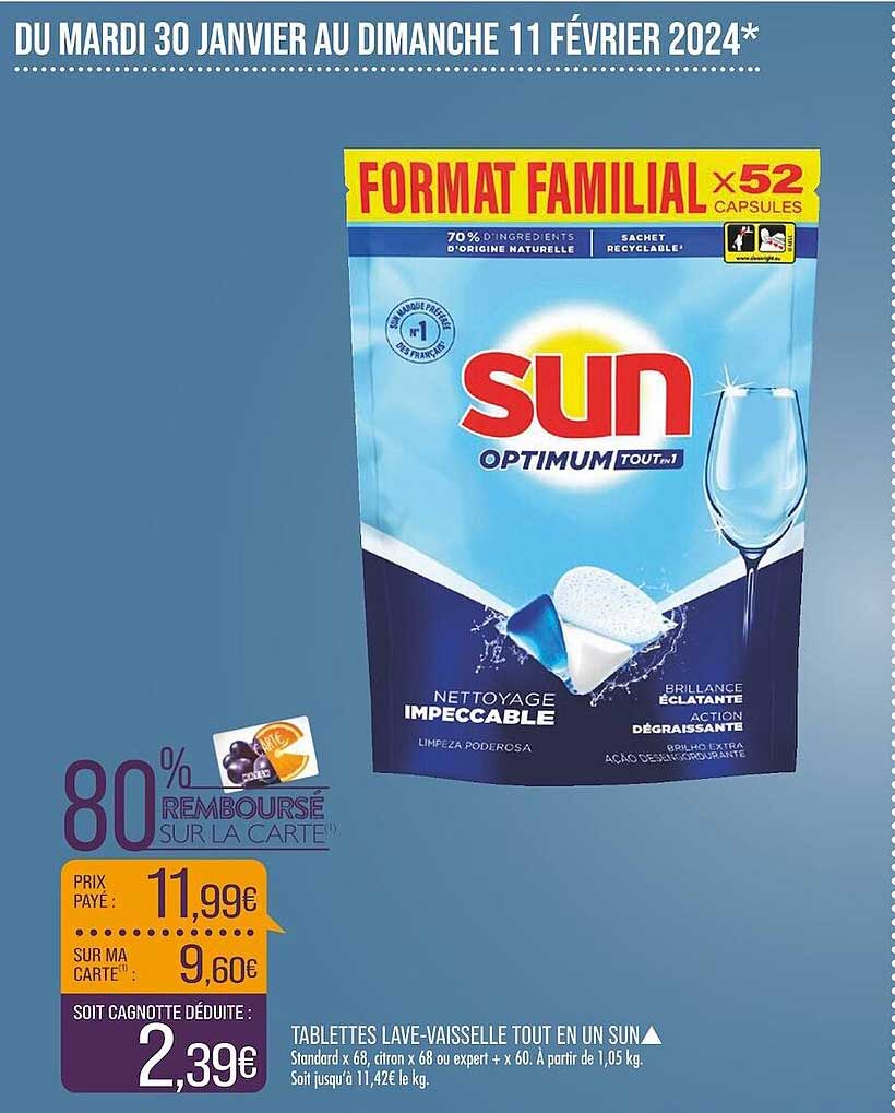 tablettes lave-vaisselle tout en un sun