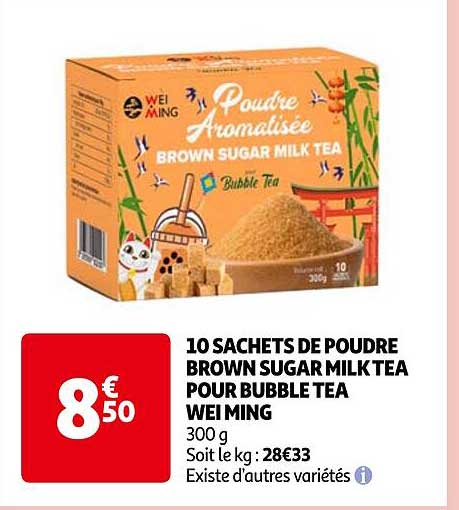 10 sachets de poudre brown sugar milk tea pour bubble tea wei ming