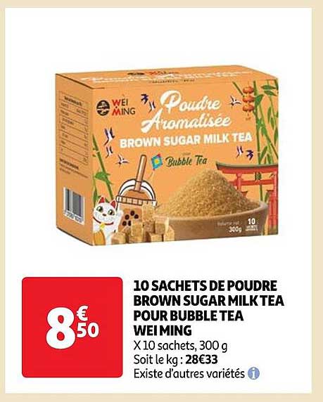 10 sachets de poudre brown sugar milk tea pour bubble tea wei ming