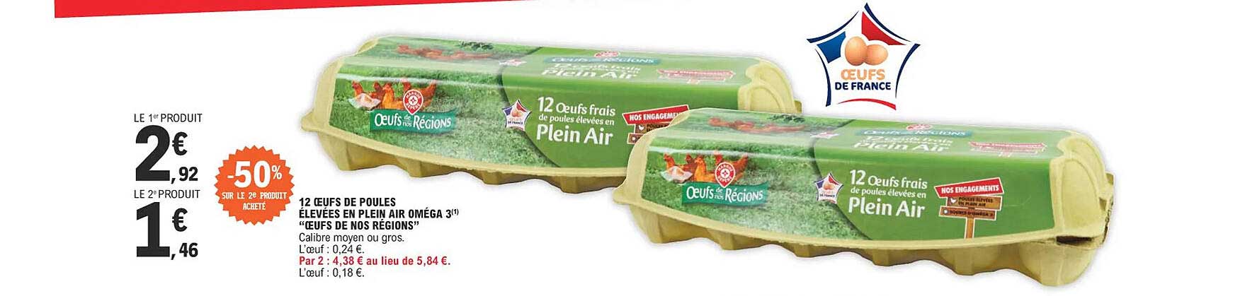 12 œufs de poules élevées en plein air oméga 3 "œufs de nos régions"