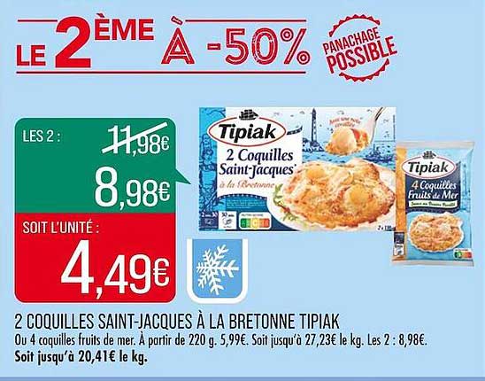 2 Coquilles Saint-jacques à La Bretonne Tipiak