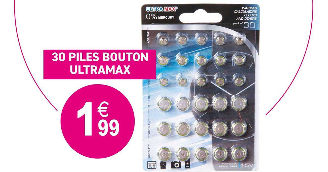 30 Piles Bouton Ultramax