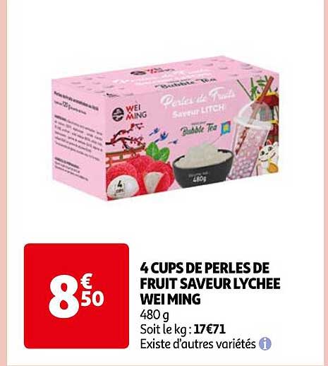 4 cups de perles de fruit saveur lychee wei ming