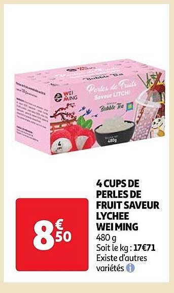 4 cups de perles de fruit saveur lychee wei ming