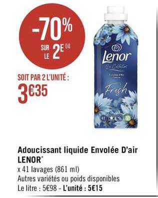 adoucissant liquide envolée d'air lenor
