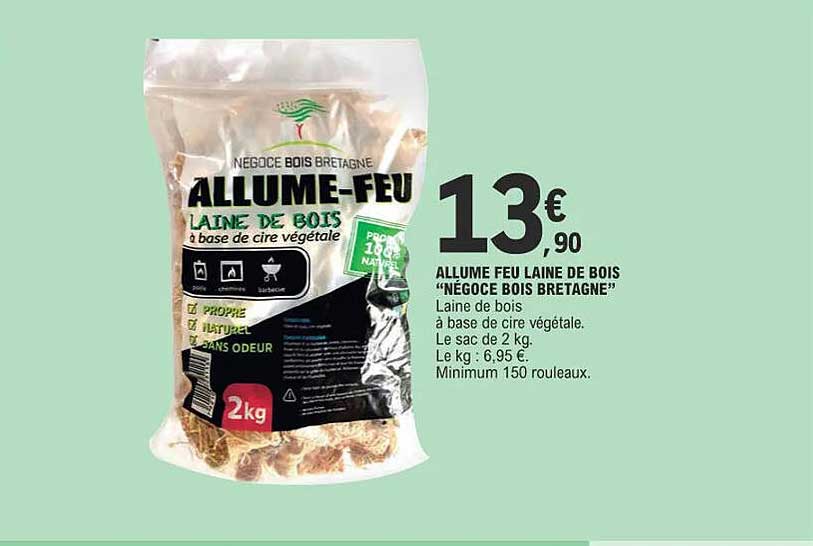 allume feu laine de bois "négoce bois bretagne"