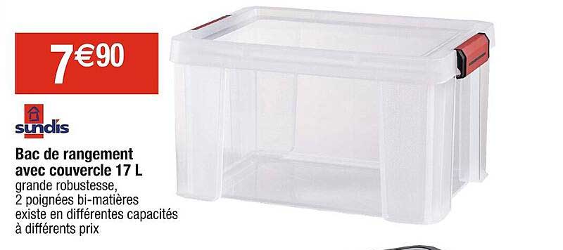 Bac De Rangement Avec Couvercle 17 L Sundis