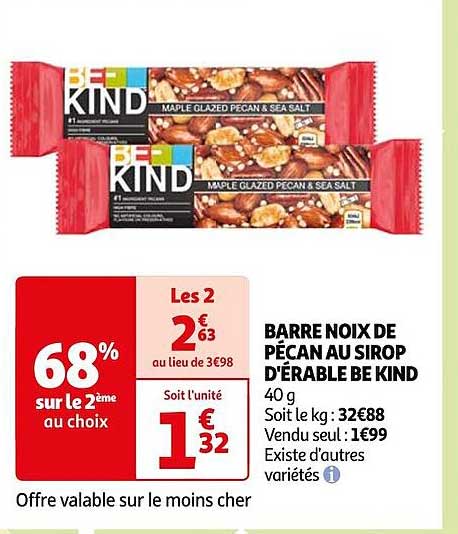 barre noix de pécan au sirop d'érable be kind