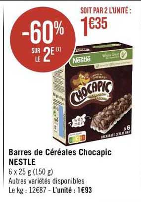 Barres De Céréales Chocapic Nestlé